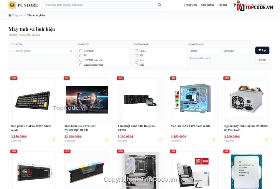 Web bán máy tính,Website php,Website bán linh kiện máy tính